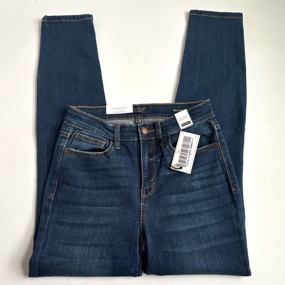 Judy Blue Women's Relaxed Fit High Waist Jeans Dark Wash Blue Denim Size 3/26